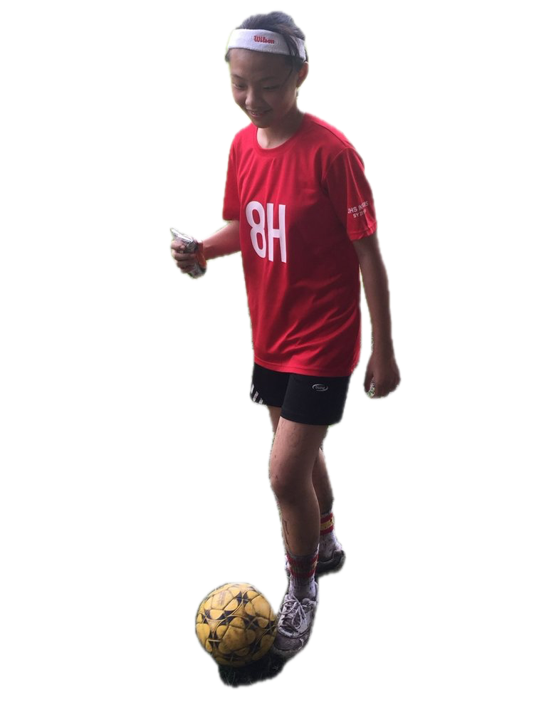 Playing soccer