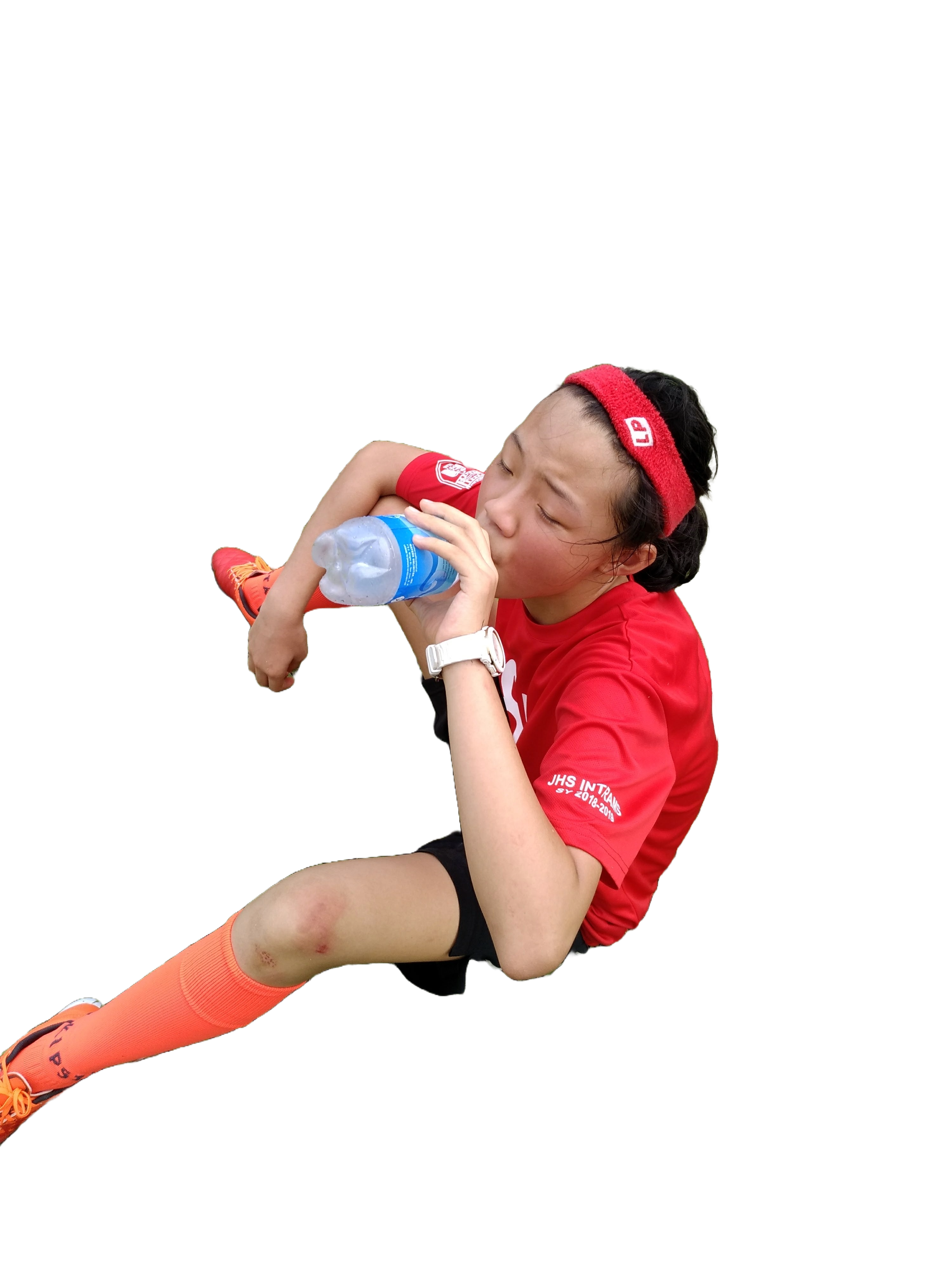 Taking a water break during soccer